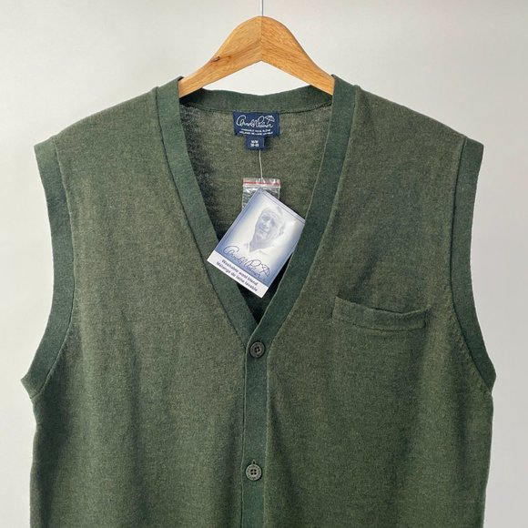 Arnold Palmer Washable Wool Blend Button Up Vest, Forest Green, Size M - Picture 2 of 16